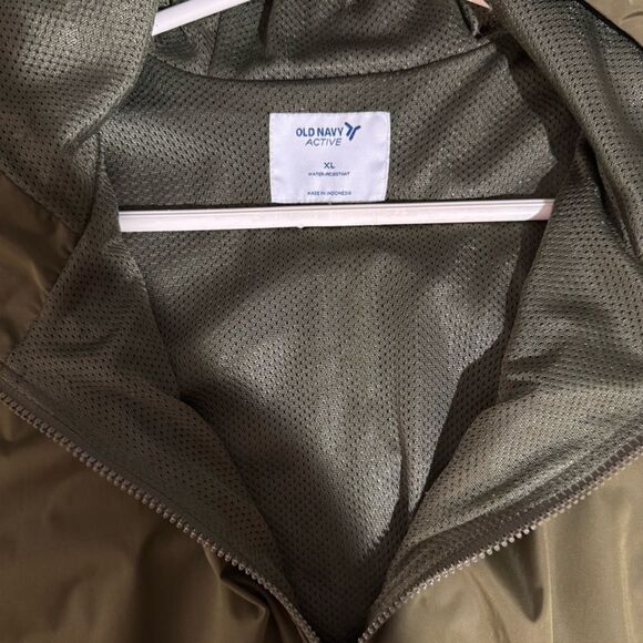 Old Navy Women’s Hooded Windbreaker Olive Green XXL Drawstring Waist Athleisure - Picture 7 of 8